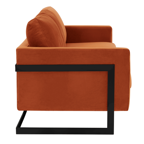 Lincoln 3-Seater Sofa Upholstered in Velvet/Leather with Black/Silver/Gold Steel Base