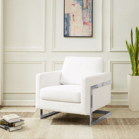 Lincoln Modern Upholstered in Fabric Accent Armchair With Gold/Black/White Metal Frame