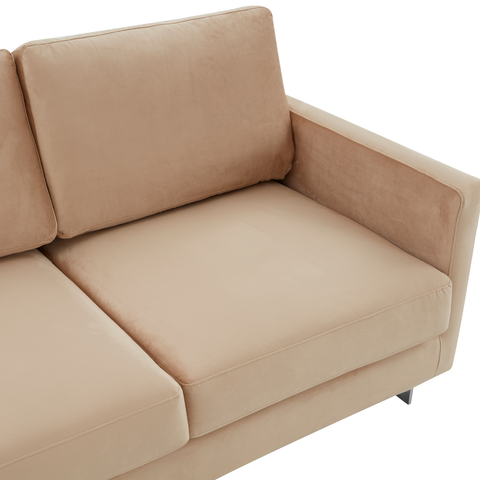 Lincoln 3-Seater Sofa Upholstered in Velvet/Leather with Black/Silver/Gold Steel Base
