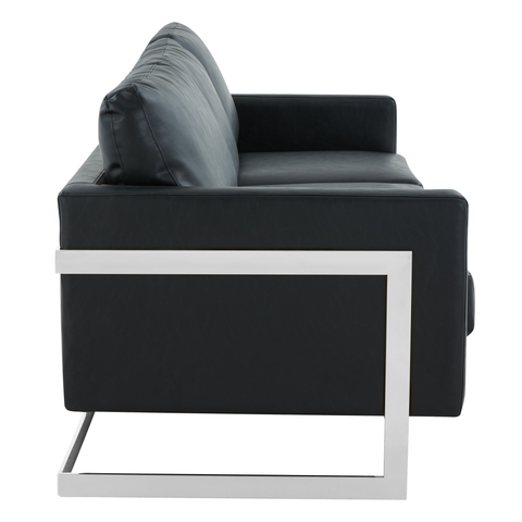 Lincoln 3-Seater Sofa Upholstered in Velvet/Leather with Black/Silver/Gold Steel Base
