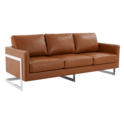 Lincoln 3-Seater Sofa Upholstered in Velvet/Leather with Black/Silver/Gold Steel Base