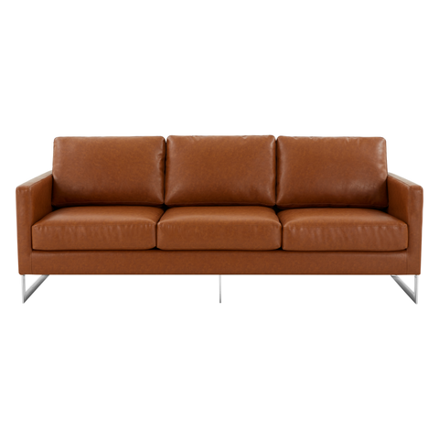 Lincoln 3-Seater Sofa Upholstered in Velvet/Leather with Black/Silver/Gold Steel Base