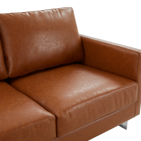 Lincoln 3-Seater Sofa Upholstered in Velvet/Leather with Black/Silver/Gold Steel Base