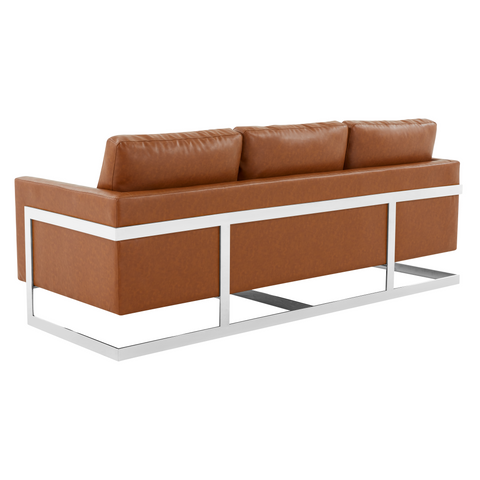 Lincoln 3-Seater Sofa Upholstered in Velvet/Leather with Black/Silver/Gold Steel Base