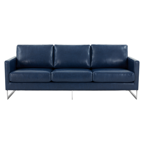 Lincoln 3-Seater Sofa Upholstered in Velvet/Leather with Black/Silver/Gold Steel Base