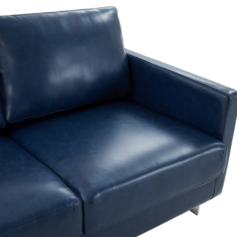 Lincoln 3-Seater Sofa Upholstered in Velvet/Leather with Black/Silver/Gold Steel Base
