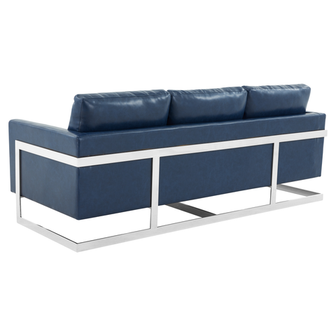 Lincoln 3-Seater Sofa Upholstered in Velvet/Leather with Black/Silver/Gold Steel Base