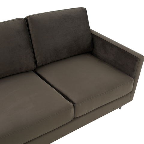 Lincoln 3-Seater Sofa Upholstered in Velvet/Leather with Black/Silver/Gold Steel Base