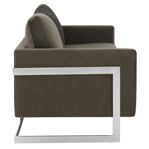 Lincoln 3-Seater Sofa Upholstered in Velvet/Leather with Black/Silver/Gold Steel Base