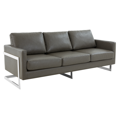 Lincoln 3-Seater Sofa Upholstered in Velvet/Leather with Black/Silver/Gold Steel Base