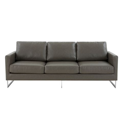 Lincoln 3-Seater Sofa Upholstered in Velvet/Leather with Black/Silver/Gold Steel Base