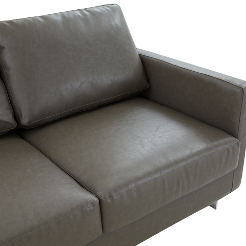 Lincoln 3-Seater Sofa Upholstered in Velvet/Leather with Black/Silver/Gold Steel Base