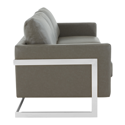 Lincoln 3-Seater Sofa Upholstered in Velvet/Leather with Black/Silver/Gold Steel Base