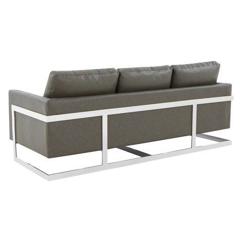Lincoln 3-Seater Sofa Upholstered in Velvet/Leather with Black/Silver/Gold Steel Base