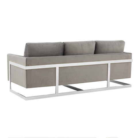 Lincoln 3-Seater Sofa Upholstered in Velvet/Leather with Black/Silver/Gold Steel Base