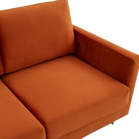 Lincoln 3-Seater Sofa Upholstered in Velvet/Leather with Black/Silver/Gold Steel Base