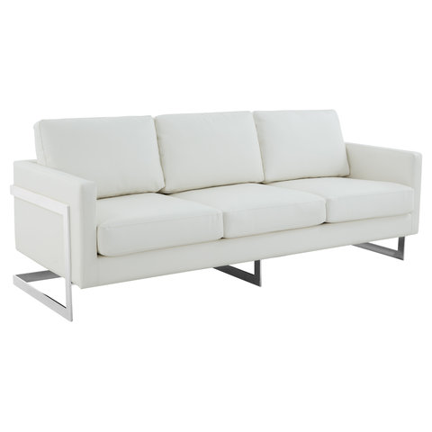 Lincoln 3-Seater Sofa Upholstered in Velvet/Leather with Black/Silver/Gold Steel Base