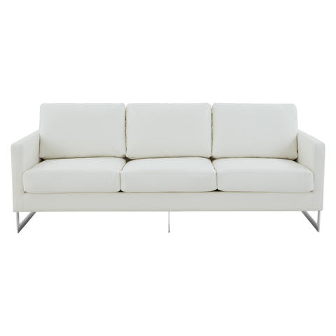 Lincoln 3-Seater Sofa Upholstered in Velvet/Leather with Black/Silver/Gold Steel Base