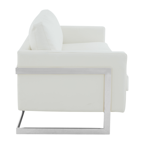 Lincoln 3-Seater Sofa Upholstered in Velvet/Leather with Black/Silver/Gold Steel Base