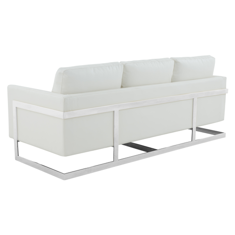 Lincoln 3-Seater Sofa Upholstered in Velvet/Leather with Black/Silver/Gold Steel Base