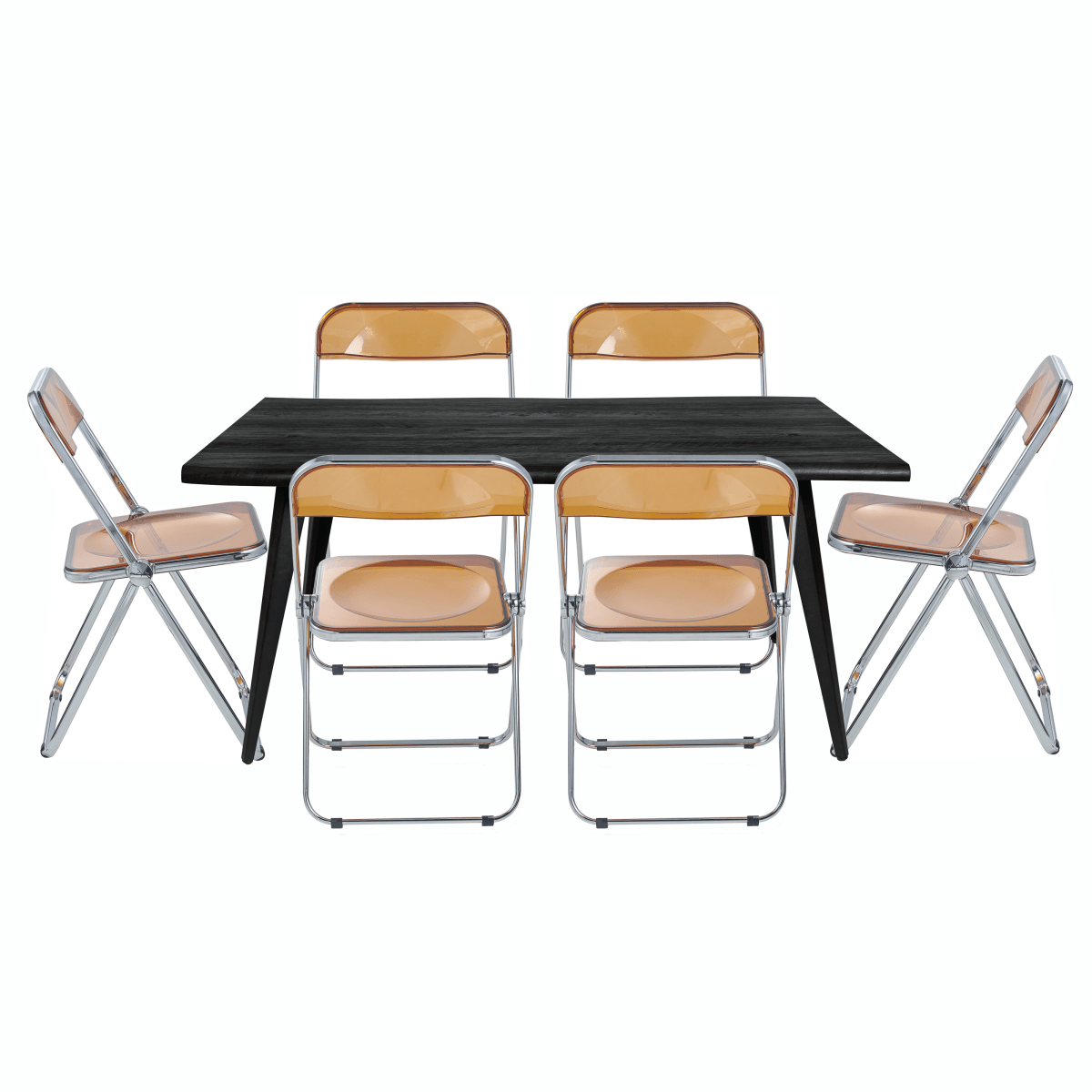 Lawrence 7 - Piece Dining Set: Folding Acrylic Chairs & Rectangular Wood Table