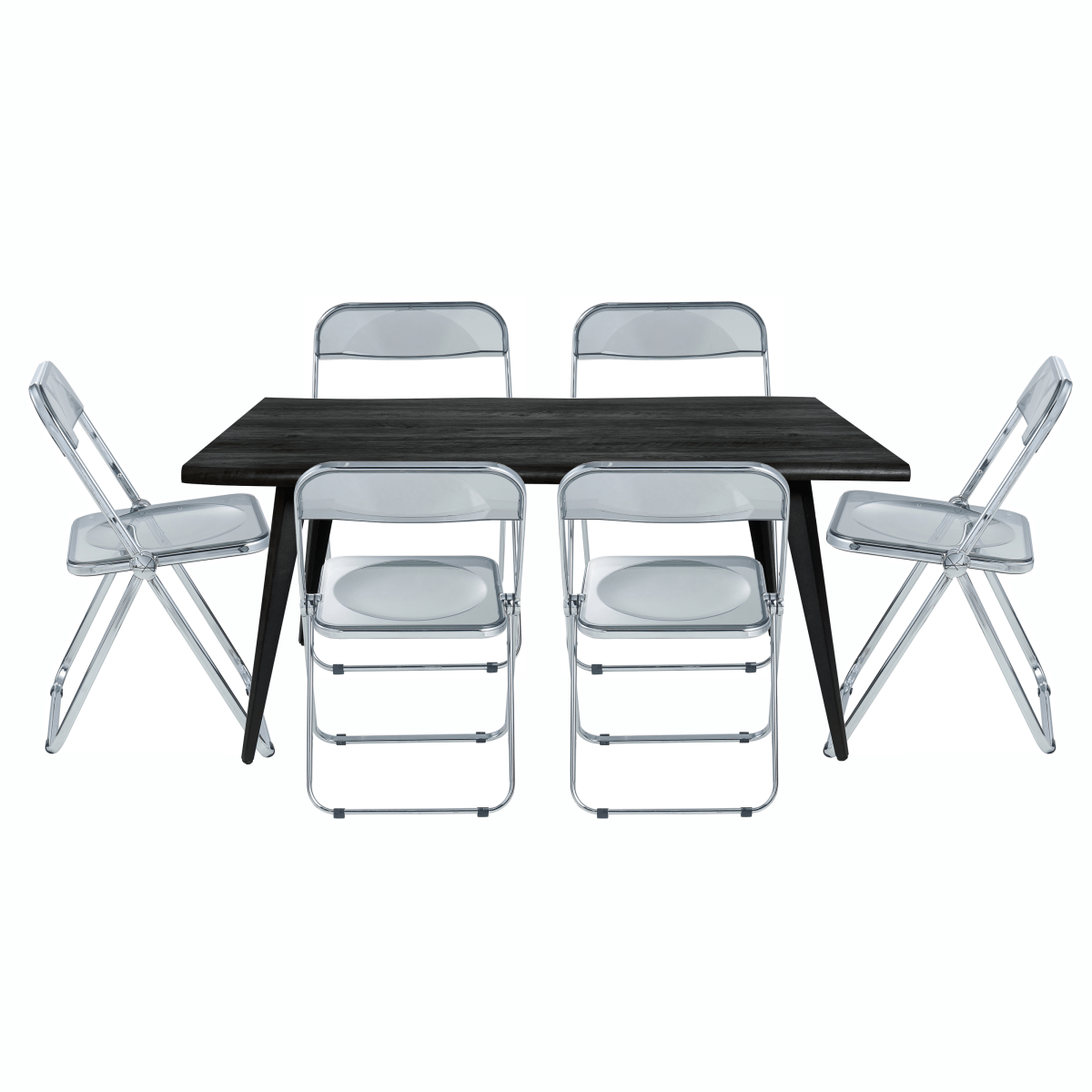 Lawrence 7 - Piece Dining Set: Folding Acrylic Chairs & Rectangular Wood Table