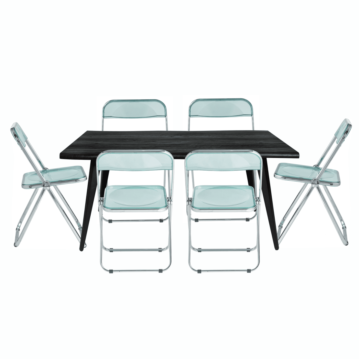 Lawrence 7 - Piece Dining Set: Folding Acrylic Chairs & Rectangular Wood Table