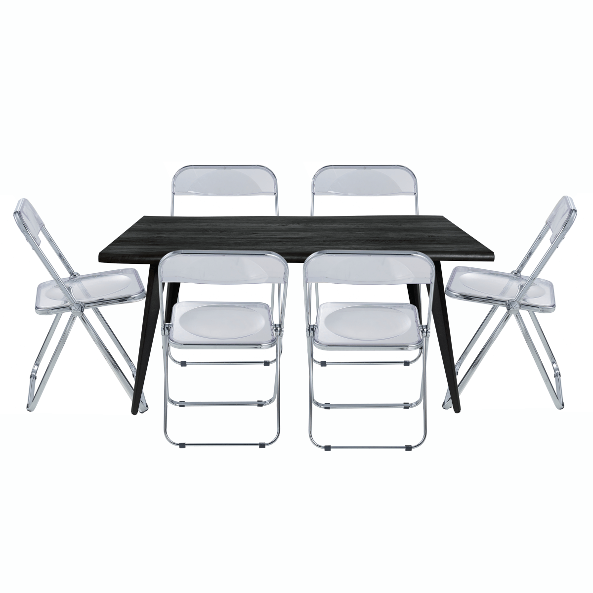 Lawrence 7 - Piece Dining Set: Folding Acrylic Chairs & Rectangular Wood Table