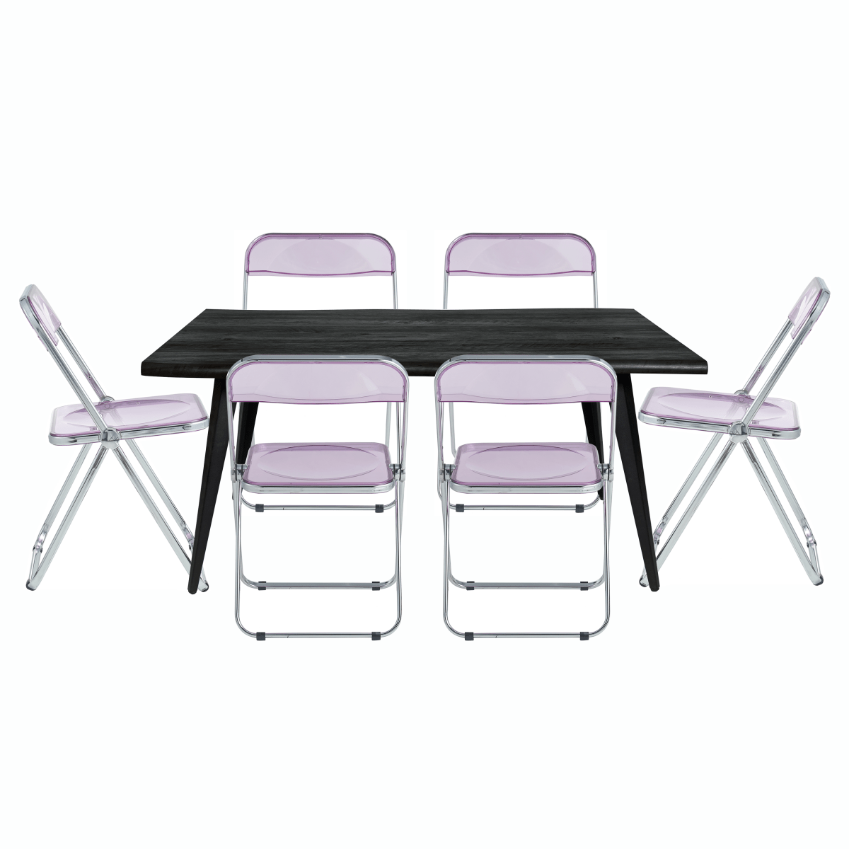 Lawrence 7 - Piece Dining Set: Folding Acrylic Chairs & Rectangular Wood Table