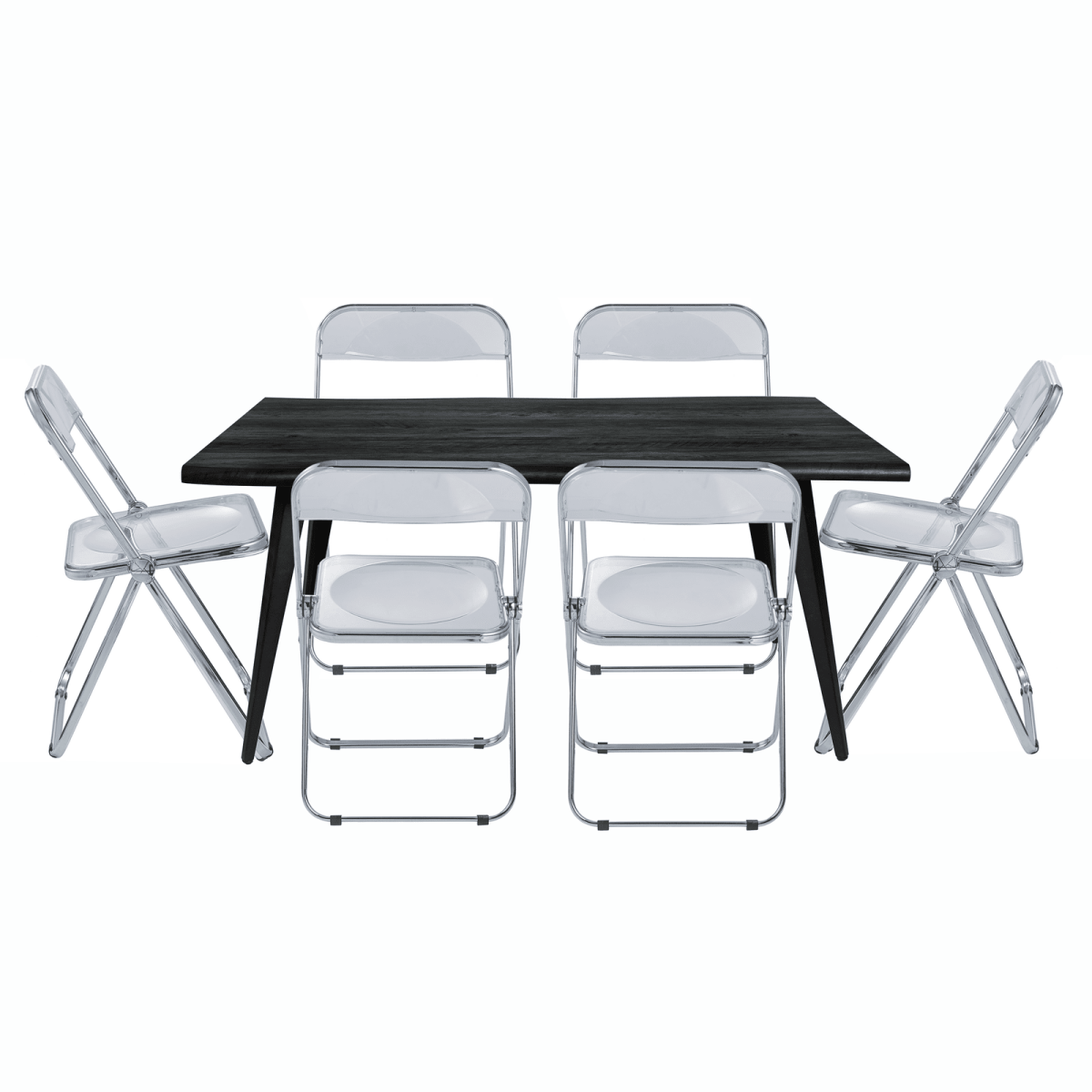 Lawrence 7 - Piece Dining Set: Folding Acrylic Chairs & Rectangular Wood Table