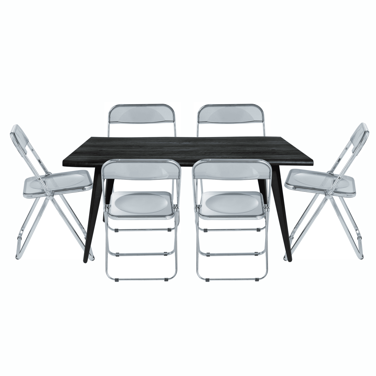 Lawrence 7 - Piece Dining Set: Folding Acrylic Chairs & Rectangular Wood Table