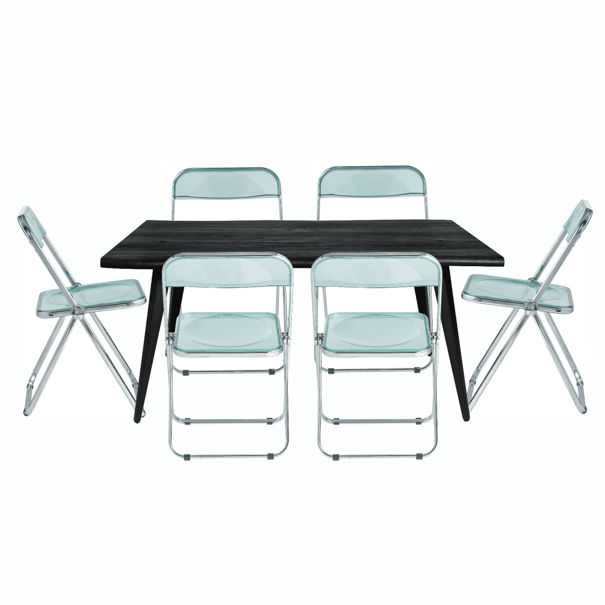 Lawrence 7 - Piece Dining Set: Folding Acrylic Chairs & Rectangular Wood Table