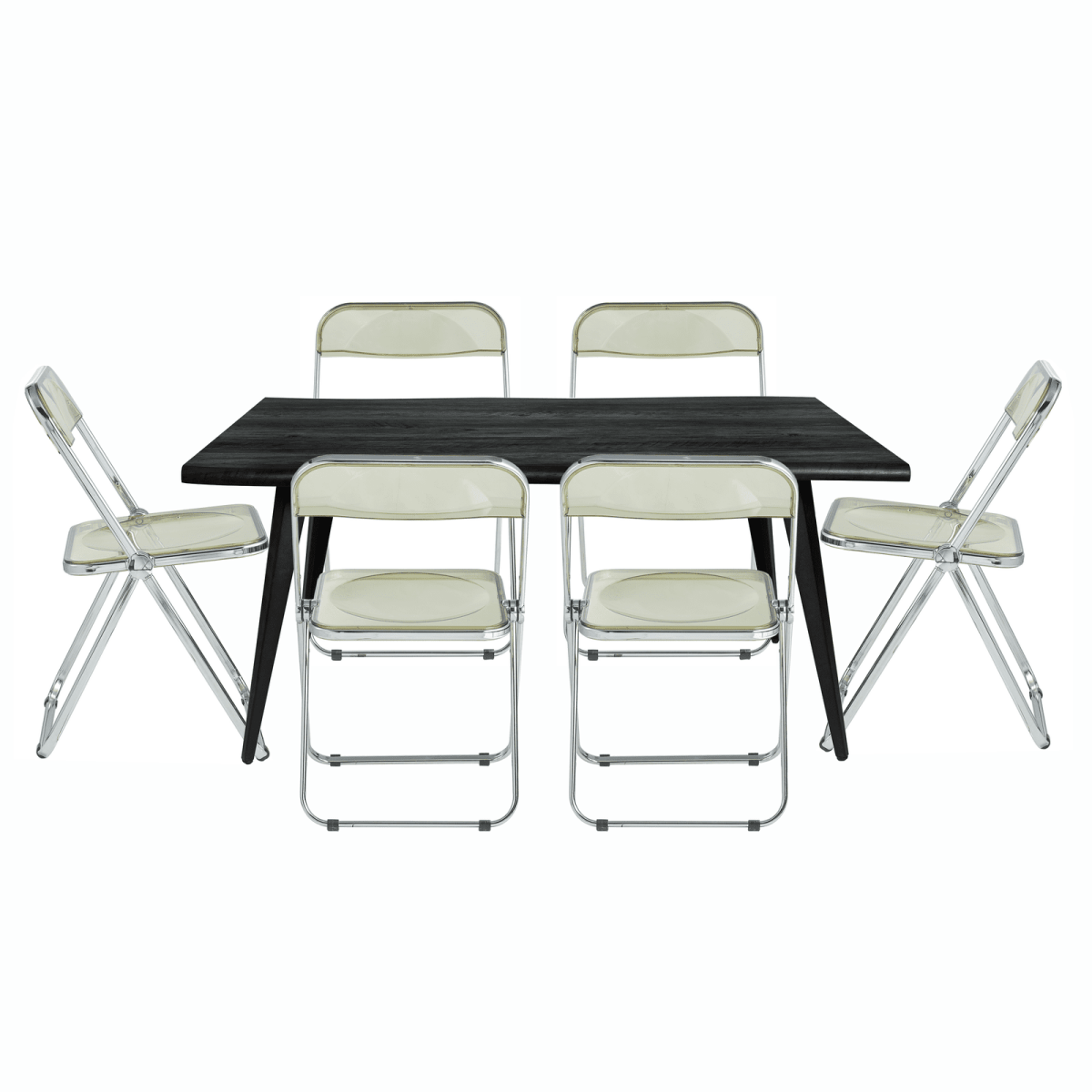 Lawrence 7 - Piece Dining Set: Folding Acrylic Chairs & Rectangular Wood Table