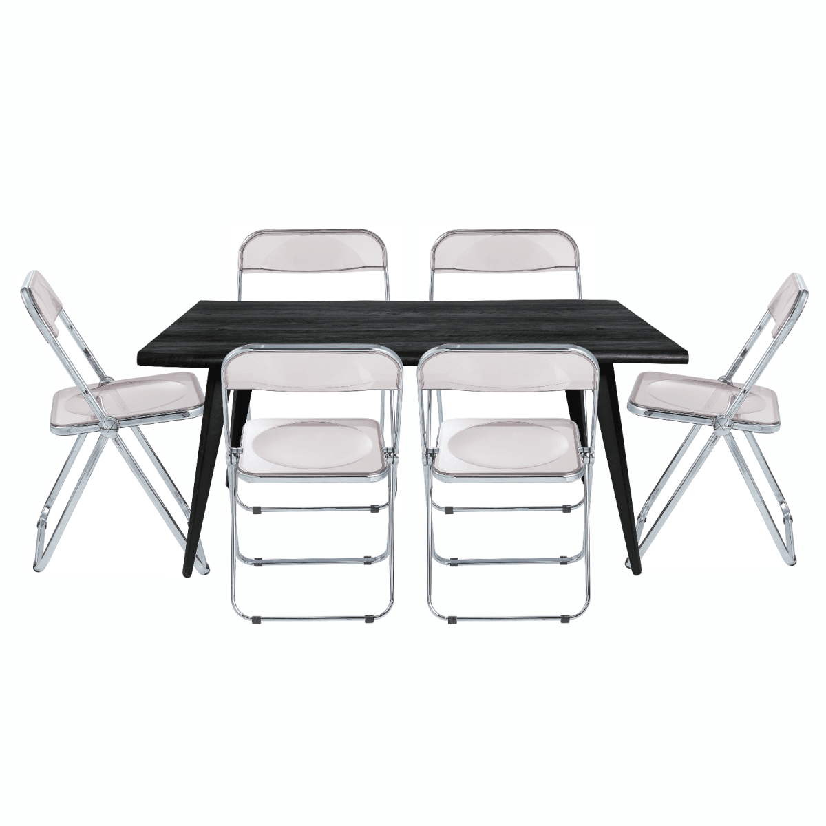 Lawrence 7 - Piece Dining Set: Folding Acrylic Chairs & Rectangular Wood Table