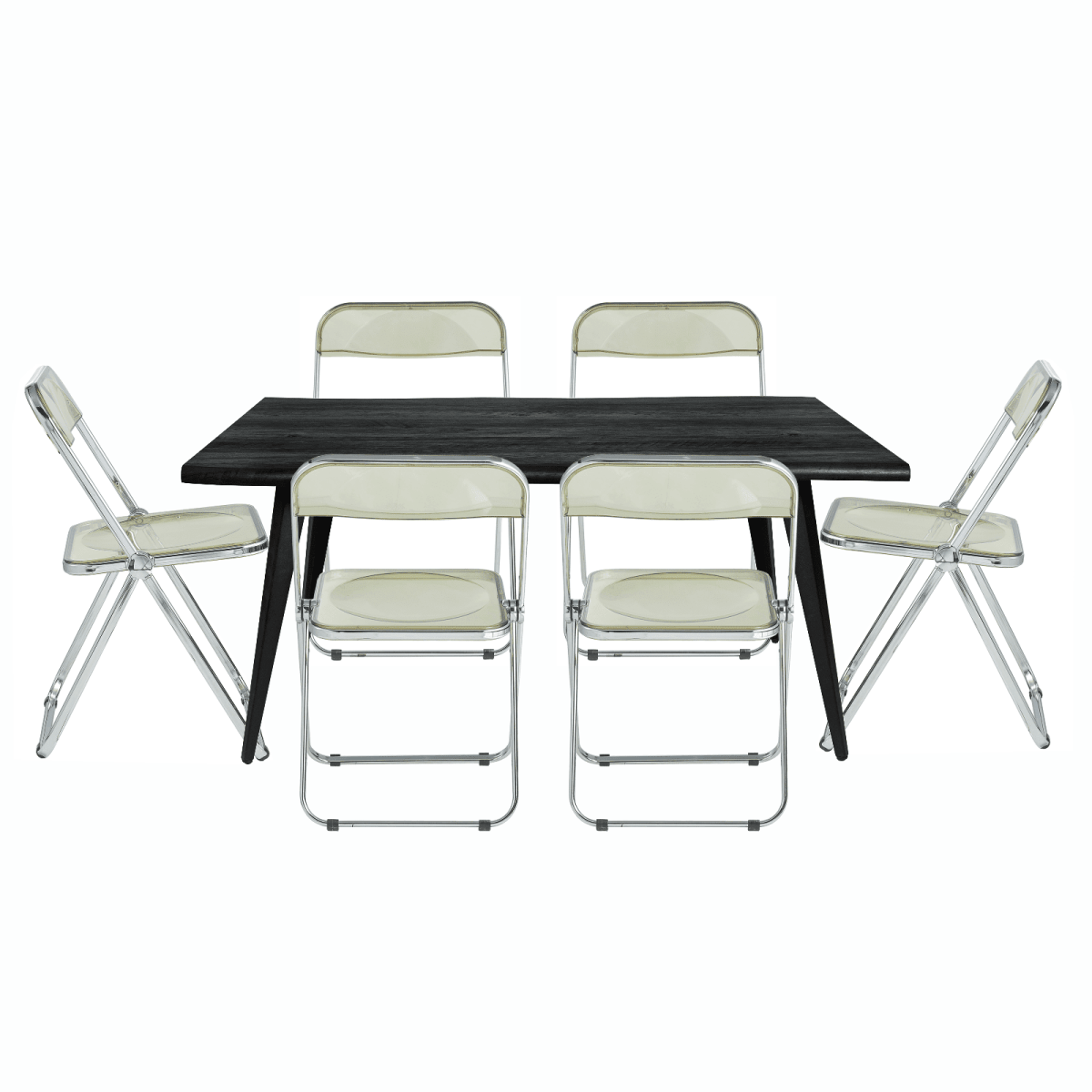 Lawrence 7 - Piece Dining Set: Folding Acrylic Chairs & Rectangular Wood Table