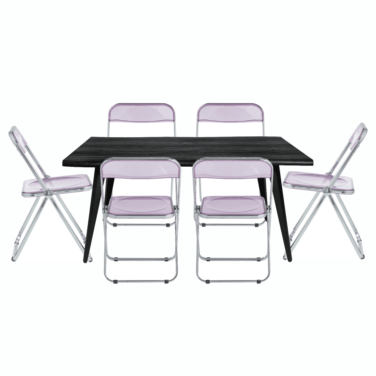 Lawrence 7 - Piece Dining Set: Folding Acrylic Chairs & Rectangular Wood Table