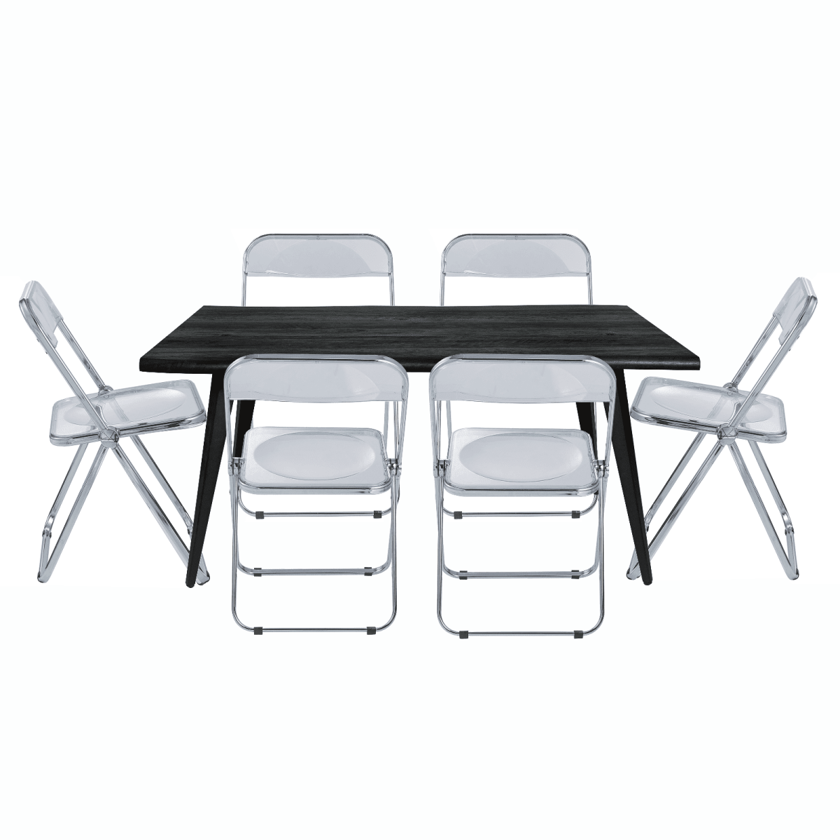 Lawrence 7 - Piece Dining Set: Folding Acrylic Chairs & Rectangular Wood Table