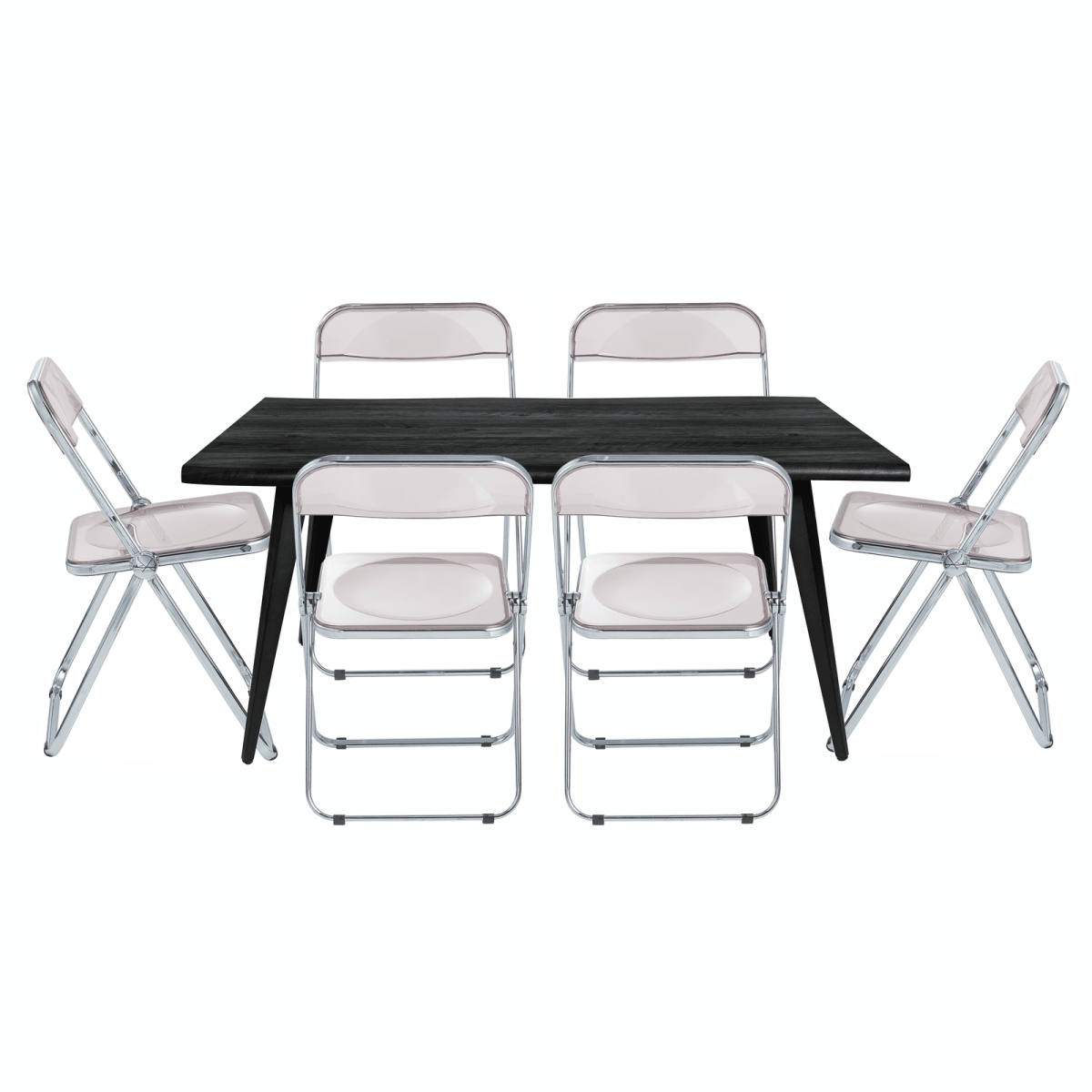 Lawrence 7 - Piece Dining Set: Folding Acrylic Chairs & Rectangular Wood Table