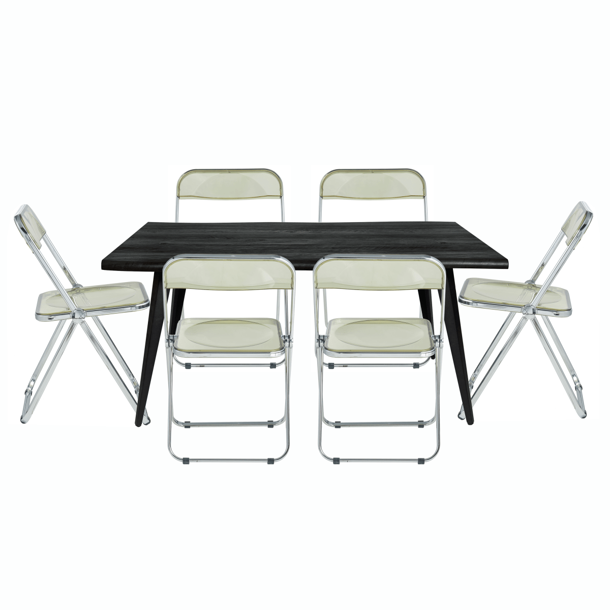 Lawrence 7 - Piece Dining Set: Folding Acrylic Chairs & Rectangular Wood Table
