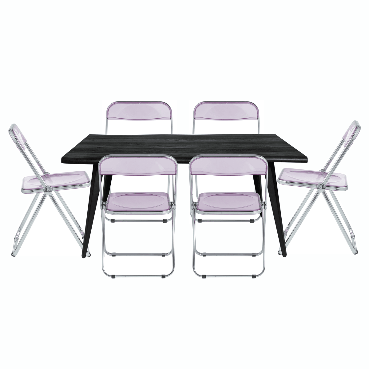 Lawrence 7 - Piece Dining Set: Folding Acrylic Chairs & Rectangular Wood Table