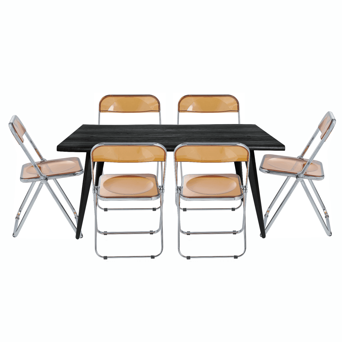 Lawrence 7 - Piece Dining Set: Folding Acrylic Chairs & Rectangular Wood Table