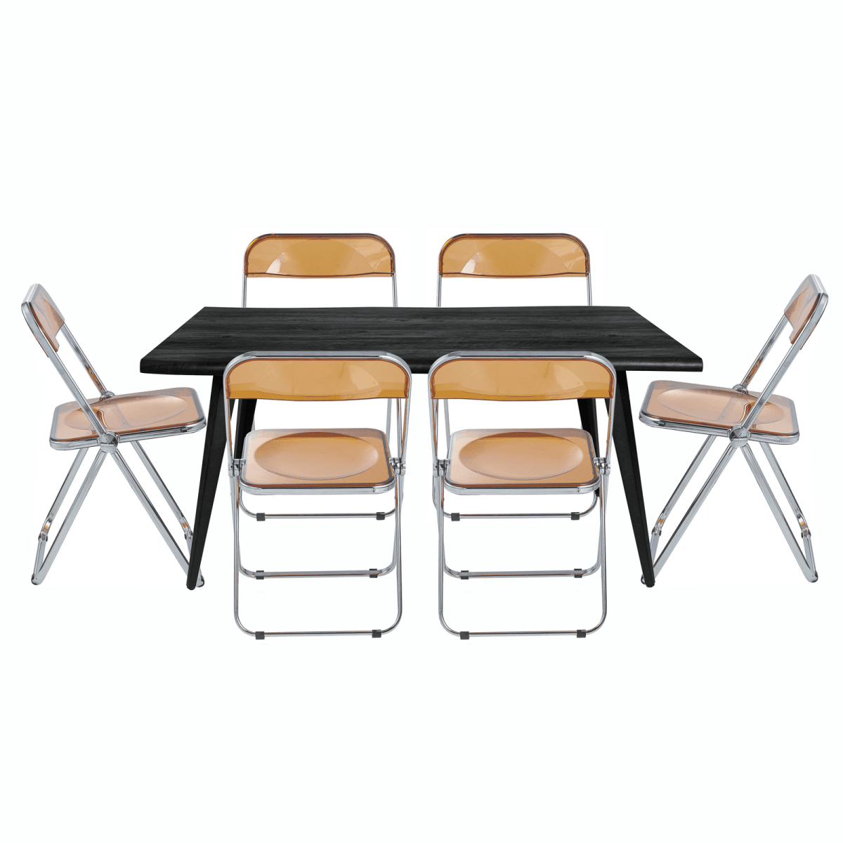 Lawrence 7 - Piece Dining Set: Folding Acrylic Chairs & Rectangular Wood Table