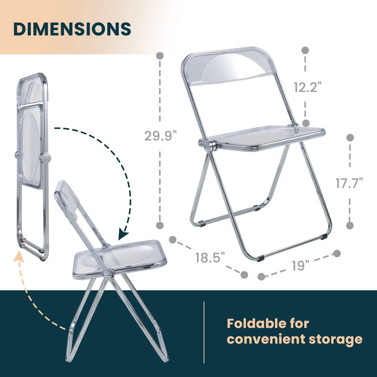 Lawrence Acrylic Folding Chair With Metal Frame Set of 4