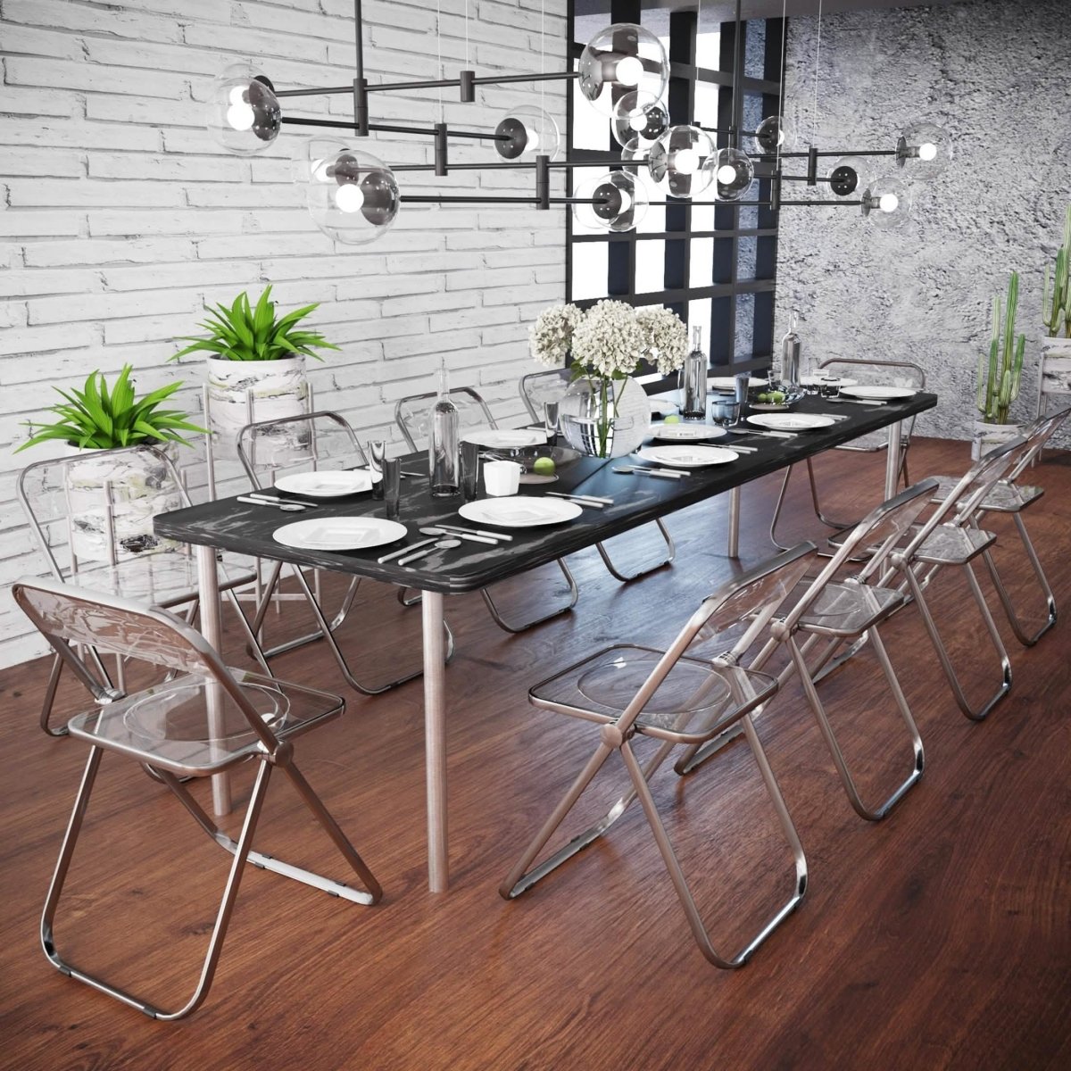 Lawrence Acrylic Folding Chair With Metal Frame Set of 4