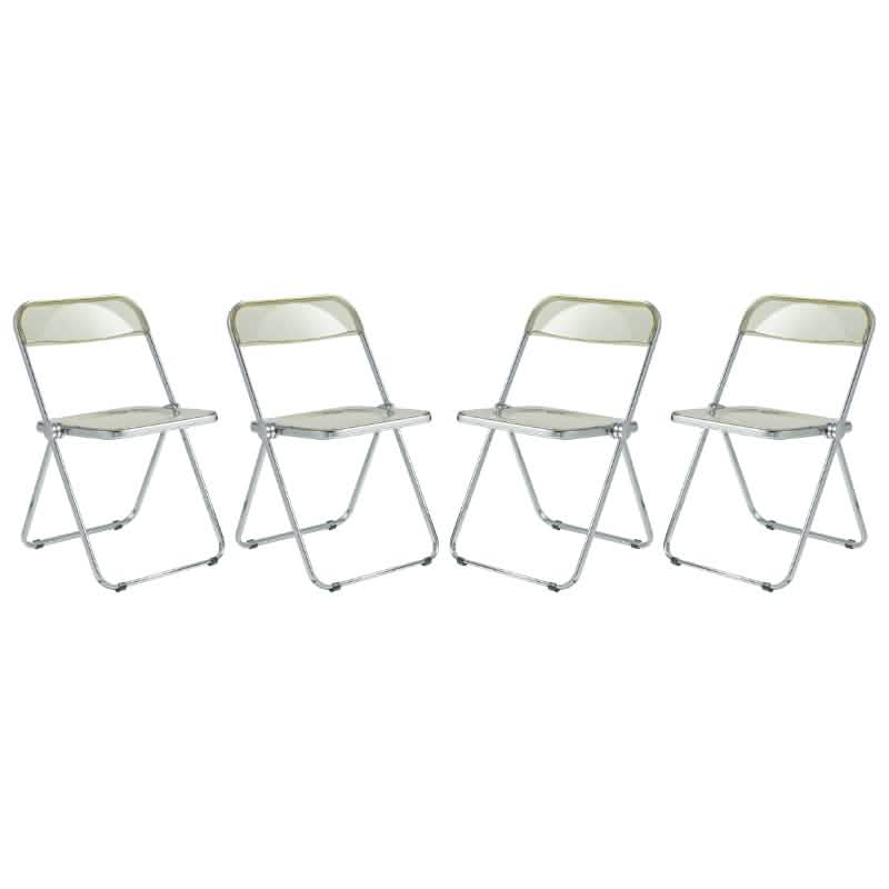 Lawrence Acrylic Folding Chair With Metal Frame Set of 4