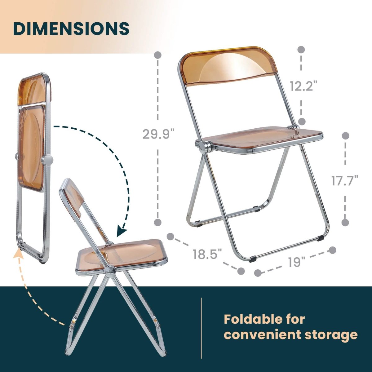 Lawrence Acrylic Folding Chair With Metal Frame Set of 4