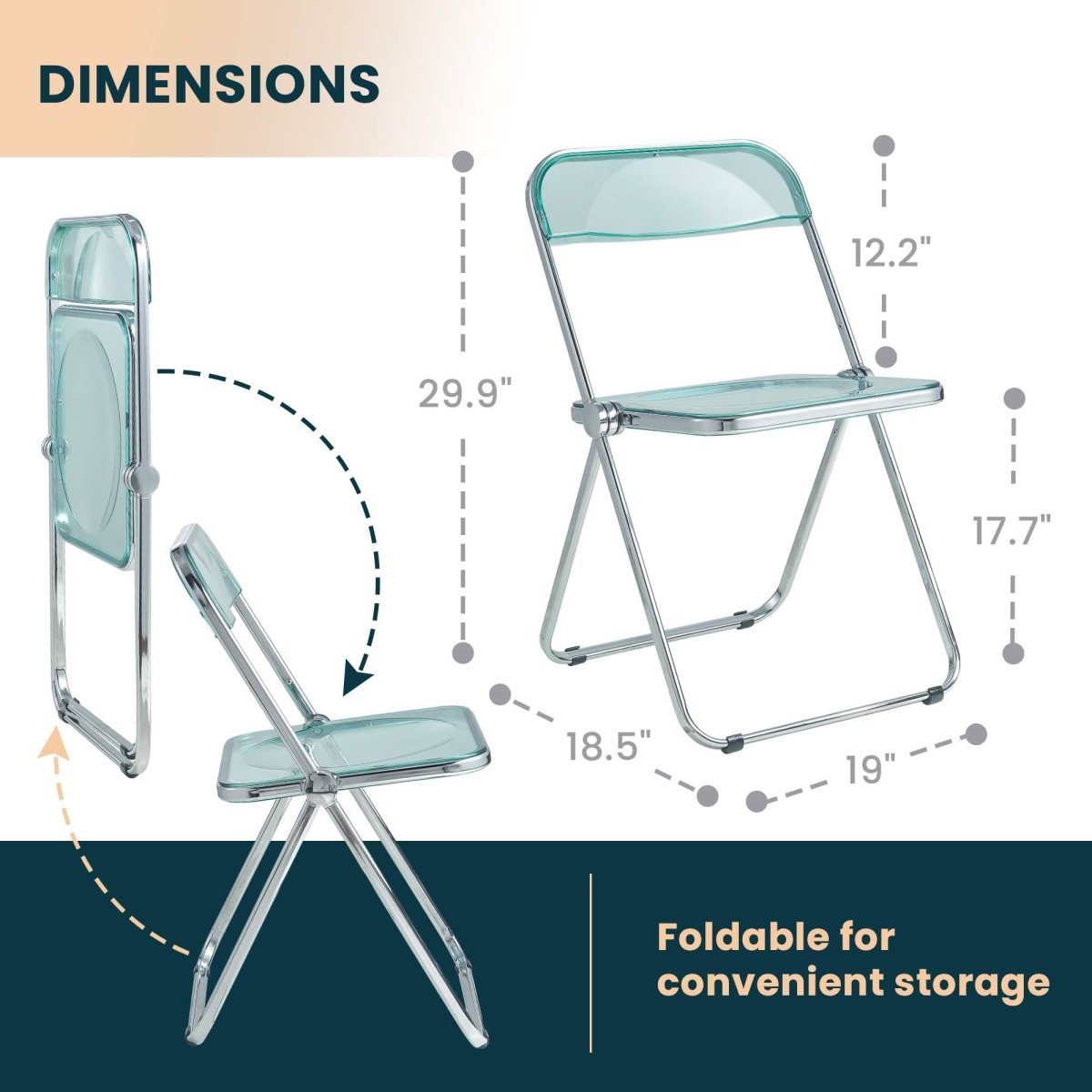 Lawrence Acrylic Folding Chair With Metal Frame Set of 4