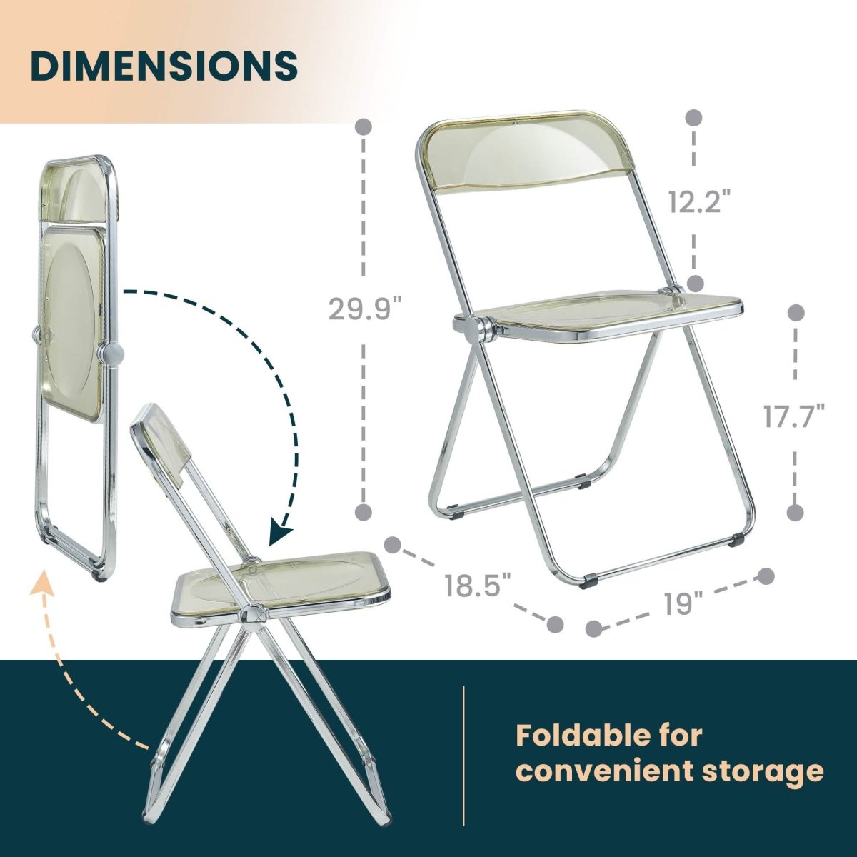 Lawrence Acrylic Folding Chair With Metal Frame Set of 4