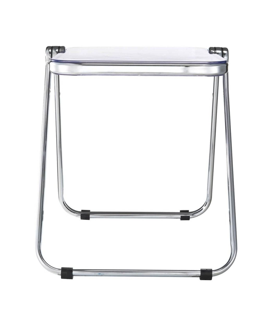 Lawrence Square Folding Side Table with Plastic Tabletop in Chrome Aluminum/Iron Frame