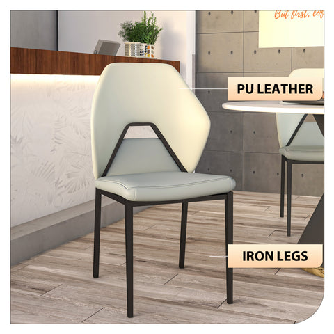Eclat Collection Modern Upholstered Leather Dining Chair Set of 2